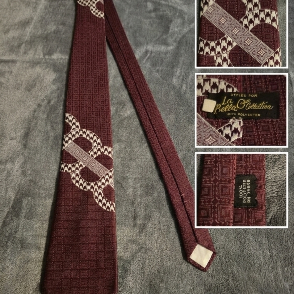 Stylish & Bold: Labella Collection Maroon and White Tie